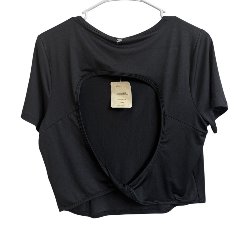 Fabletics Dry-Flex Open Back Twist Short Sleeve Tee Black Women Size XL Gym Yoga - Picture 4 of 10